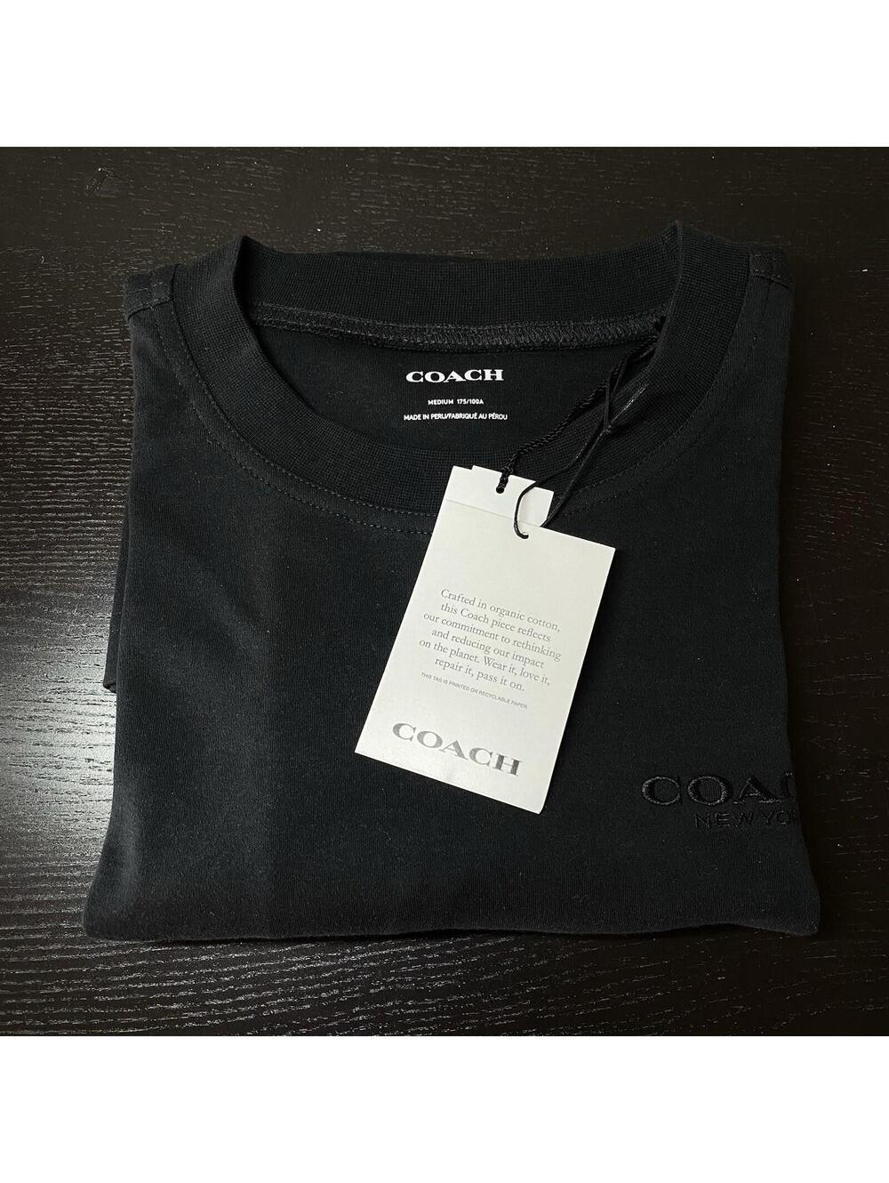 NWT Coach Men's T Shirt In Organic Cotton Black Size M